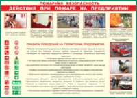Таблица "Действия при пожаре на предприятии" (100х140 сантиметров, винил) - fgospostavki.ru - Саратов