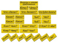 Набор магнитных карточек "Вопросы к членам предложения" (фон жёлтый) - fgospostavki.ru - Саратов
