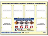 Стенд информационный "Основы безопасности жизнедеятельности" (80*110, 6 карманов) - fgospostavki.ru - Саратов