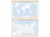 Фрагмент (демонстрационный) маркерный (двухсторонний) "Карта мира и Российской Федерации" (немая) с комплектом тематических магнитов - fgospostavki.ru - Саратов