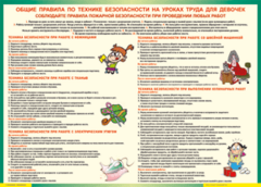 Таблица "Правила безопасности на уроках труда для девочек" (100х140 сантиметров, винил) - fgospostavki.ru - Саратов