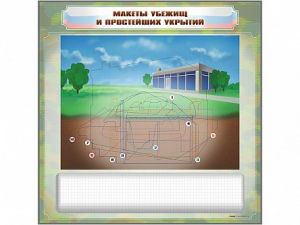 Магнитно-маркерная доска "Макеты убежищ и простейших укрытий" с комплектом фолий и тематических магнитов - fgospostavki.ru - Саратов
