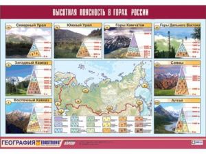 Таблица демонстрационная "Высотная поясность в горах России" (винил 70*100) - fgospostavki.ru - Саратов