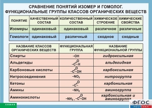 Таблица. Сравнение понятий изомер и гомолог. Функциональные группы классов органических веществ. - fgospostavki.ru - Саратов
