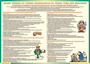 Таблица "Правила безопасности на уроках труда для мальчиков" (100х140 сантиметров, винил) - fgospostavki.ru - Саратов