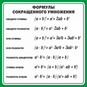 Стенд "Формулы сокращенного умножения" Вариант 2 - fgospostavki.ru - Саратов