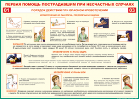 Таблица "Порядок действий при опасном кровотечении" (100х140 сантиметров, винил) - fgospostavki.ru - Саратов