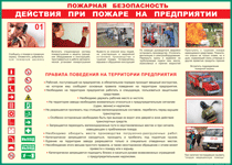Таблица "Действия при пожаре на предприятии" (100х140 сантиметров, винил) - fgospostavki.ru - Саратов