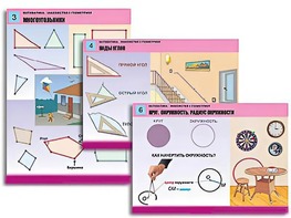 Комплект таблиц "Математика. Знакомство с геометрией" (6 таблиц, формат А1, ламинированные) - fgospostavki.ru - Саратов