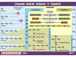 Таблица демонстрационная "Сравнение понятий изомер и гомолог" (винил 70x100) - fgospostavki.ru - Саратов