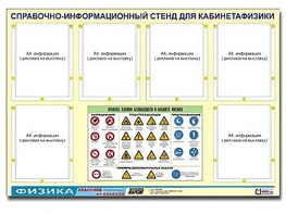 Стенд информационный "Правила техники безопасности в кабинете физики" (80х110, 6 карманов) - fgospostavki.ru - Саратов