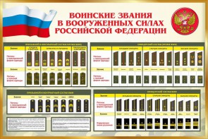 Стенд "Воинские звания в вооруженных силах РФ" - fgospostavki.ru - Саратов