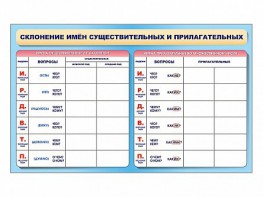 Фрагмент (демонстрационный) маркерный (двухсторонний) "Склонение имен существительных и прилагательных" - fgospostavki.ru - Саратов